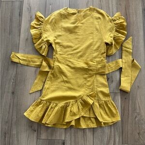 Storets Yellow Dress with Ruffle Sleeves